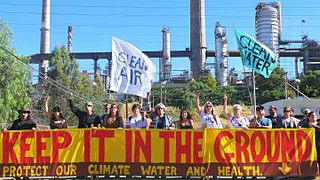 Protest at oil refinery