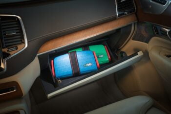 Mifold booster seats in the glove compartment. Courtesy